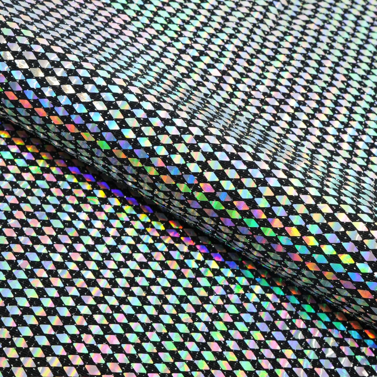1 Yard Bling Lurex Sequin Nylon Spandex Fabric with Holographic Diamond Transfer 58 Inch Width
